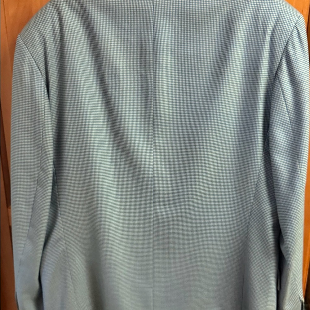 Hugo Boss Corleone 100% Wool Sport Coat Blazer BlueTan Micro Houndstooth Mens44R - Picture 7 of 10
